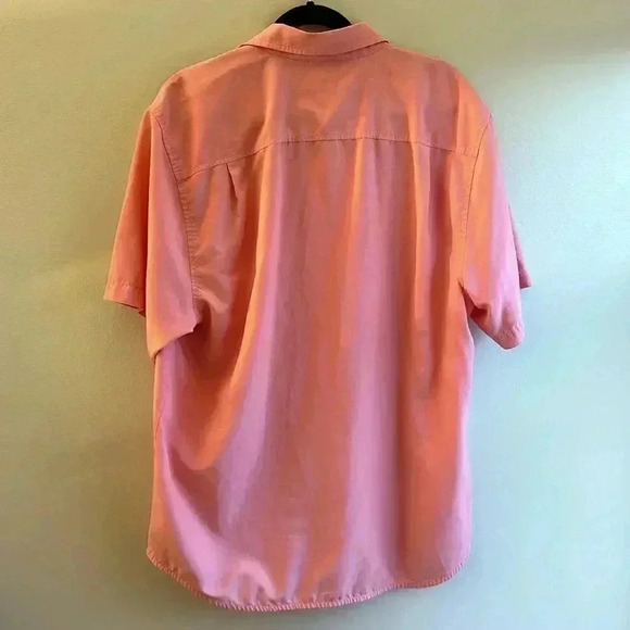 Men’s Tommy Bahama Pink Silk Tropical Button Down Short Sleeve Shirt Size L - Picture 6 of 9